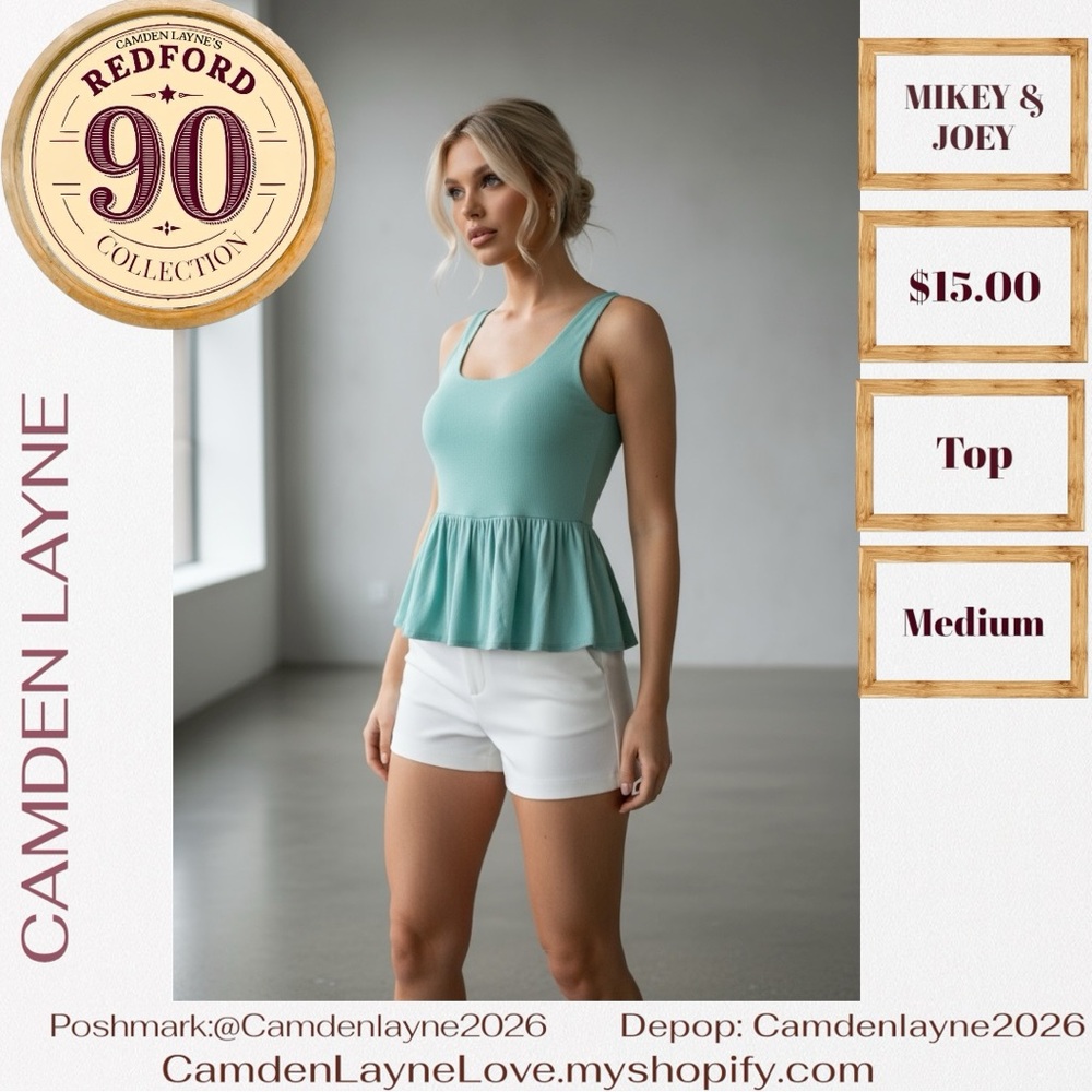 Camden Layne Blue Peplum Tank Top - Picture 2 of 7